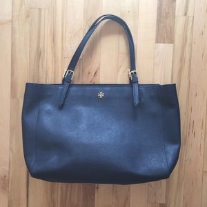 Tory Burch Leather Navy Blue Tote